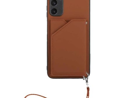 Samsung Galaxy A15 (5G)   A15 Læderbelagt Plastik Cover m. Pung & Strop - Brun For Sale