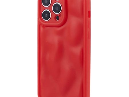 iPhone 15 Pro Fleksibelt Plastik Cover m. Bølget Design V2 - Mat Rød Online Hot Sale