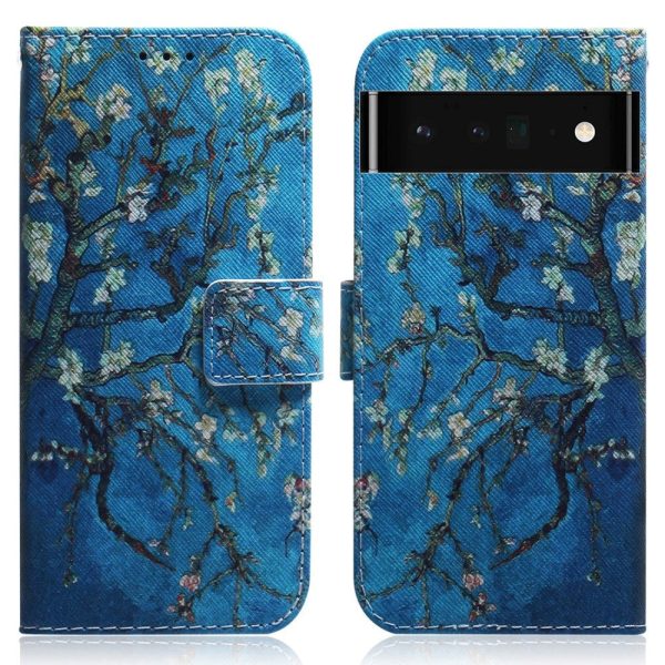 Google Pixel 6 Pro Læder Cover m. Pung & Print - Træ For Cheap