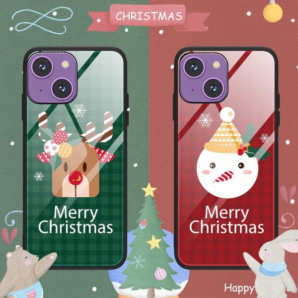 iPhone 15 Jule Cover m. Glasbagside - Merry Christmas - Rensdyr Cheap