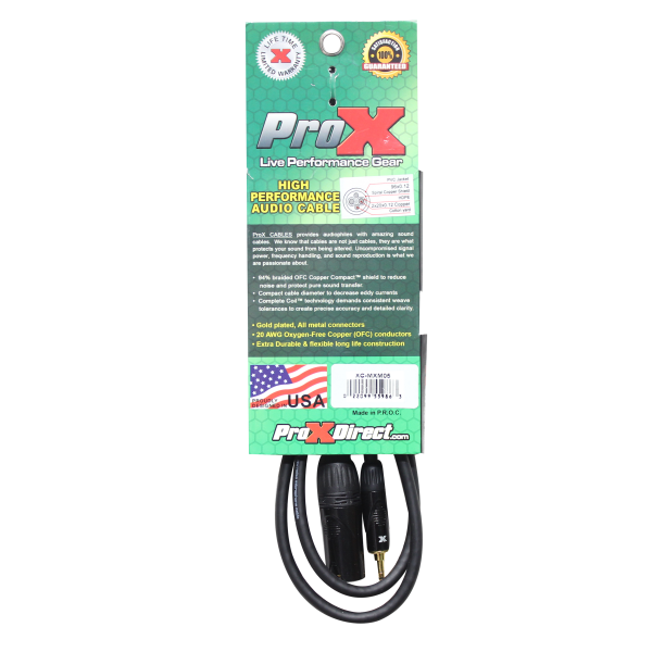 ProX XC-MXM05 Unbalanced Audio Cable 1 8  (3.5mm) TRS Mini to XLR-M - 5 Ft. Online now