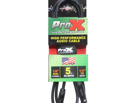 ProX XC-MP05 5 Ft. Unbalanced TRS-M Mini 1 8  to TS-M High Performance Audio Cable Sale