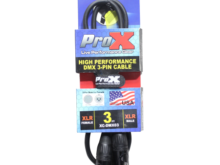 ProX XC-DMX03 3 Ft. DMX XLR3-M to XLR3-F High Performance Cable Supply