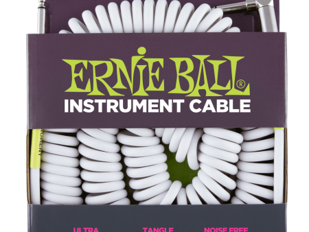 Ernie Ball 6045EB Coiled Straight Angle Instrument Cable (White) - 30  Fashion