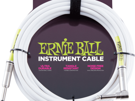 Ernie Ball 6047EB Straight Angle Instrument Cable (White) - 20  Fashion