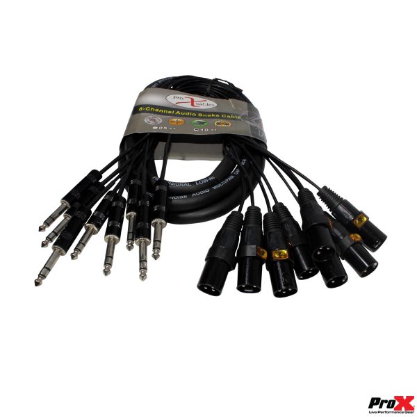 ProX XC-8SXM10 10 Ft. 8 Channel XLR3M TO 1 4  TRS Balanced Snake For Discount