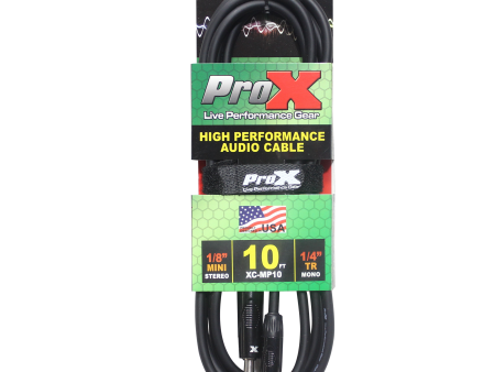 ProX XC-MP10 Unbalanced TRS-M Mini 1 8  to TS-M High Performance Audio Cable - 10  For Sale