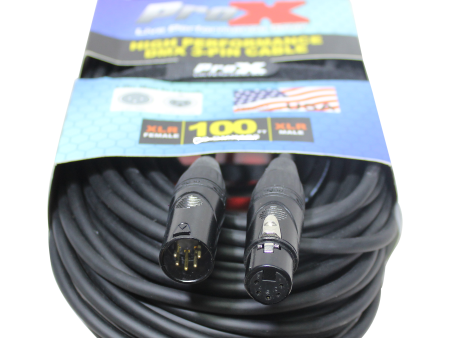 ProX XC-5PDMX100 100 Ft. DMX XLR5-M to XLR5-F High Performance Cable For Sale