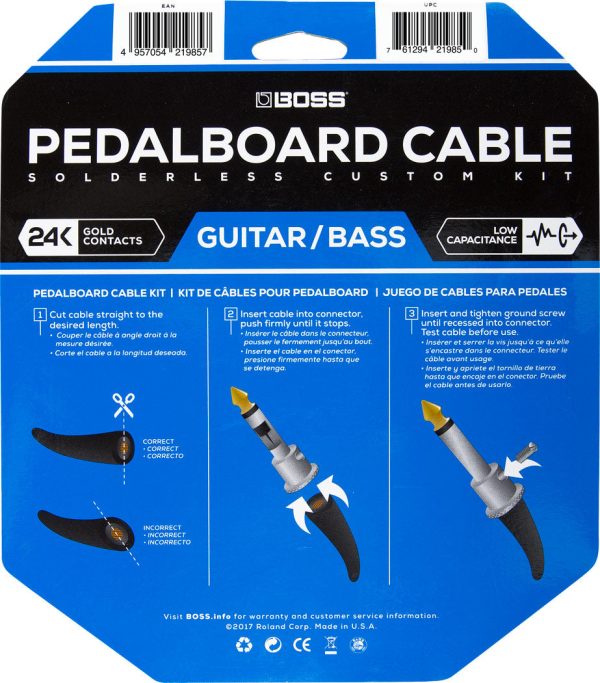 Boss BCK-24 Solderless Pedalboard Cable Kit with 24 Connectors, 24FT For Sale