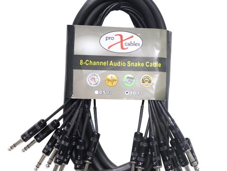 ProX XC-8TRS10 10 Ft. 8-Channel TRS-M to TRS-M Balanced Snake Cable For Discount