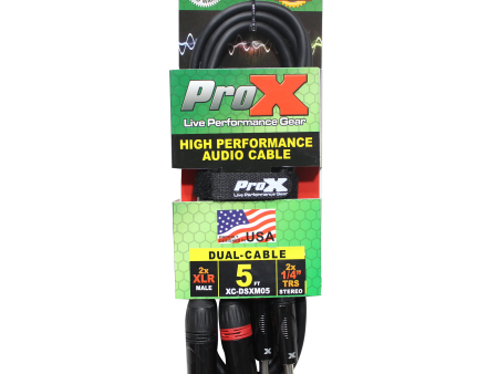 ProX XC-DSXM05 5 Ft. Balanced Dual 1 4  TRS-M to Dual XLR3-M High Performance Audio Cable Online Hot Sale