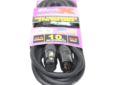 ProX XC-5PDMX10 10 Ft. DMX XLR5-M to XLR5-F High Performance Cable Supply