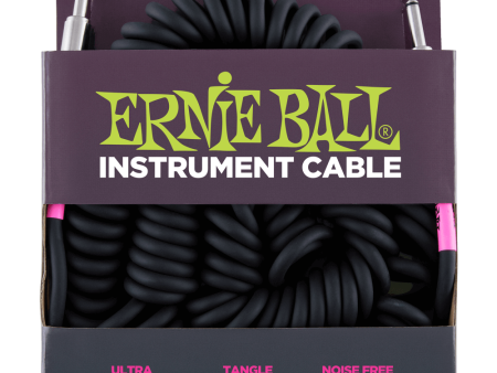 Ernie Ball 6044EB Coiled Straight Straight Instrument Cable (Black) - 30  For Sale