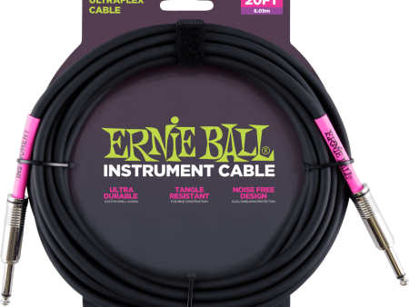 Ernie Ball 6046EB Straight Straight Instrument Cable (Black) - 20  Hot on Sale