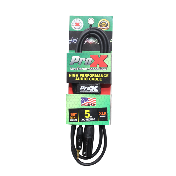 ProX XC-MXM05 Unbalanced Audio Cable 1 8  (3.5mm) TRS Mini to XLR-M - 5 Ft. Online now