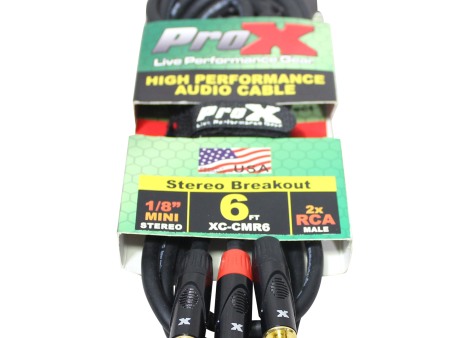 ProX XC-CMR6 Unbalanced 1 8  Mini TRS to Dual RCA High Performance Audio Cable - 6 Ft. For Sale