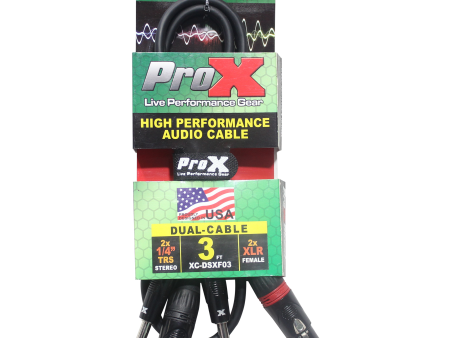 ProX XC-DSXF03 3 Ft. Balanced Dual 1 4  TRS-M to Dual XLR3-F High Performance Audio Cable Online