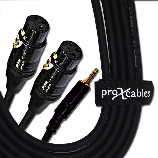 ProX XC-CMXF5 Unbalanced 3.5mm Mini TRS-M to Dual XLR-F High Performance Audio Y Cable - 5 Ft. on Sale