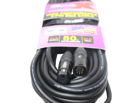 ProX XC-5PDMX50 50 Ft. DMX XLR5-M to XLR5-F High Performance Cable Hot on Sale