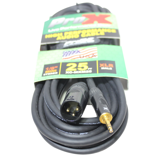 ProX XC-MXM25 Unbalanced 1 8  TRS-M Mini to XLR3-M High Performance Audio Cable - 25 Ft. For Sale