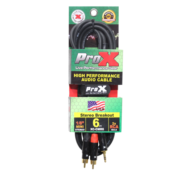 ProX XC-CMR6 Unbalanced 1 8  Mini TRS to Dual RCA High Performance Audio Cable - 6 Ft. For Sale