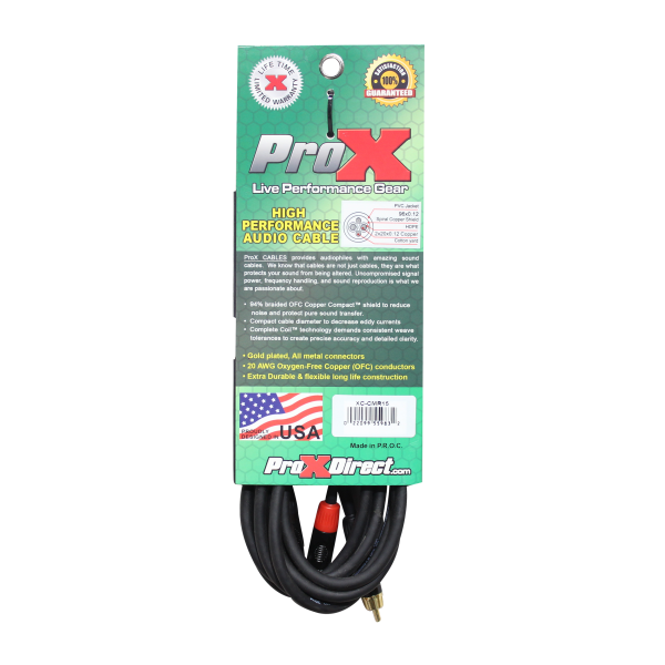 ProX XC-CMR15 Unbalanced 1 8  Mini TRS-M to Dual RCA-M High Performance Audio Cable - 15 Ft For Discount