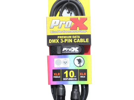 ProX XCP-DMX10 10 Ft. DMX XLR3-M to XLR3-F Premium Cable Online Sale