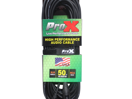 ProX XC-RXF50 50 Ft. Unbalanced RCA to XLR3-F High Performance Audio Cable Hot on Sale