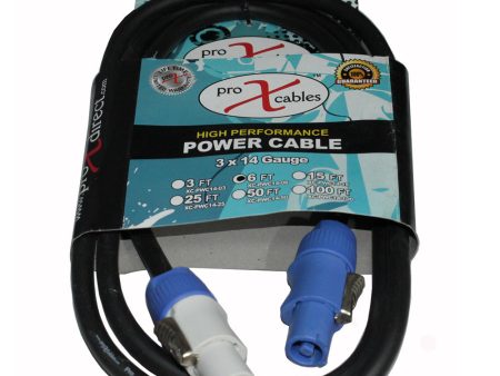 ProX XC-PWC14-06 14 AWG High Performance powerCON® Link Grey Male to PowerCON® Blue Male - 6ft Fashion