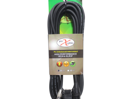 ProX XC-RXF25 25 Ft. Unbalanced RCA to XLR3-F High Performance Audio Cable For Sale