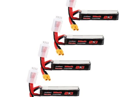 4Pcs URUAV 11.4V 300mAh 70C 140C 3S Lipo Battery XT30 Plug for RC FPV Racing Drone Supply